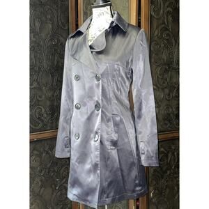 Modiva‎ Metallic Grey SOFT Satin Feel Dress Coat Women's Size S